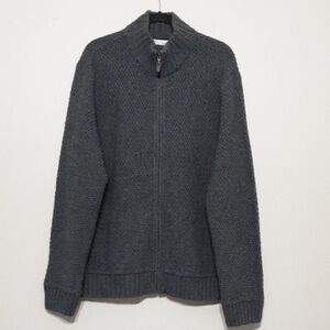 Emozioni Uomo wool cardigan sweater men XL gray comfy winter grandpa Y2K